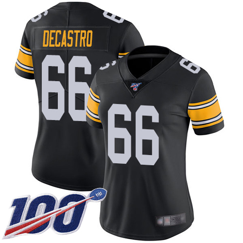 Women Pittsburgh Steelers Football #66 Limited Black David DeCastro Alternate 100th Season Vapor Untouchable Nike NFL Jersey->women nfl jersey->Women Jersey